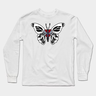 Butterfly Black, White & Gray Long Sleeve T-Shirt